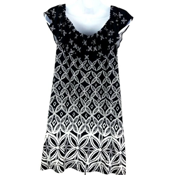 White House Black Market Tunic Top Sz Med Peplum Ruffle Neckline Beach Cover - Picture 3 of 6